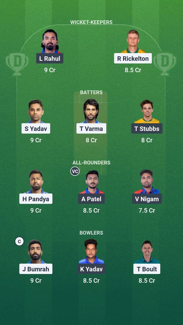 Mumbai Indians vs Delhi Capitals Dream11